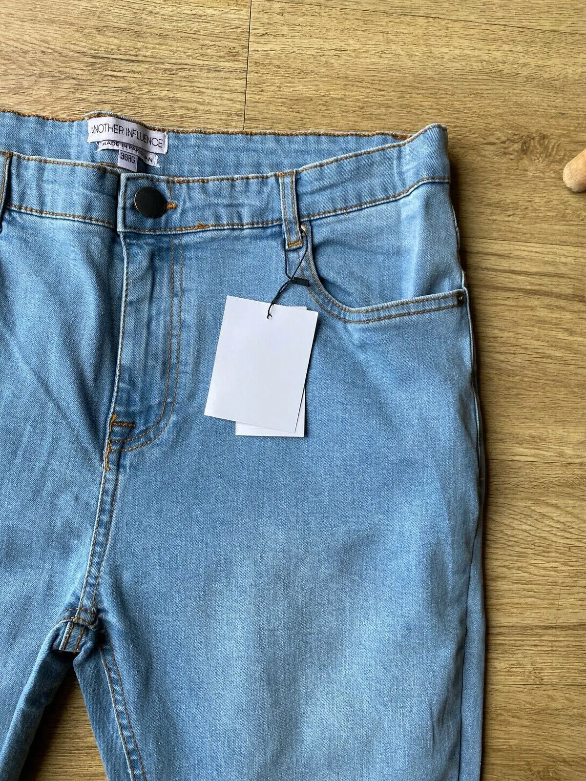 Another Influence Light Blue Jeans Size W36 R L32" Ripped Knees