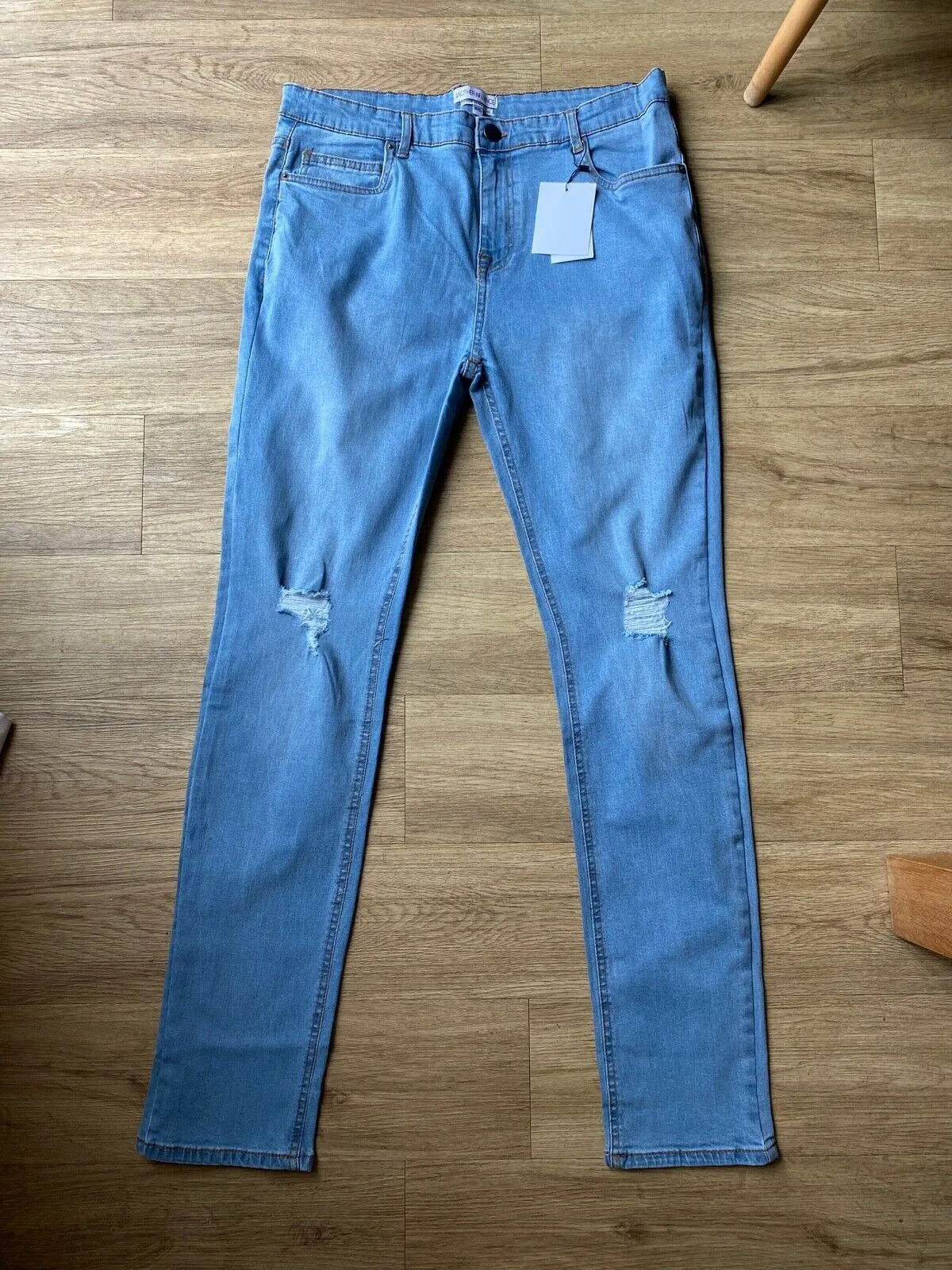 Another Influence Light Blue Jeans Size W36 R L32" Ripped Knees