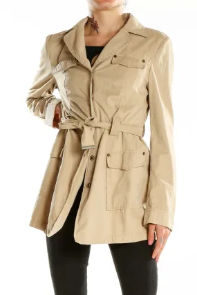 Beige Belted Safari Jacket