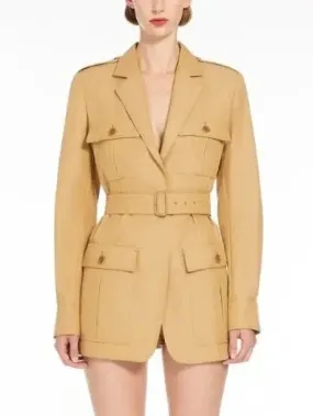 Belted Canvas Long Safari Jacket