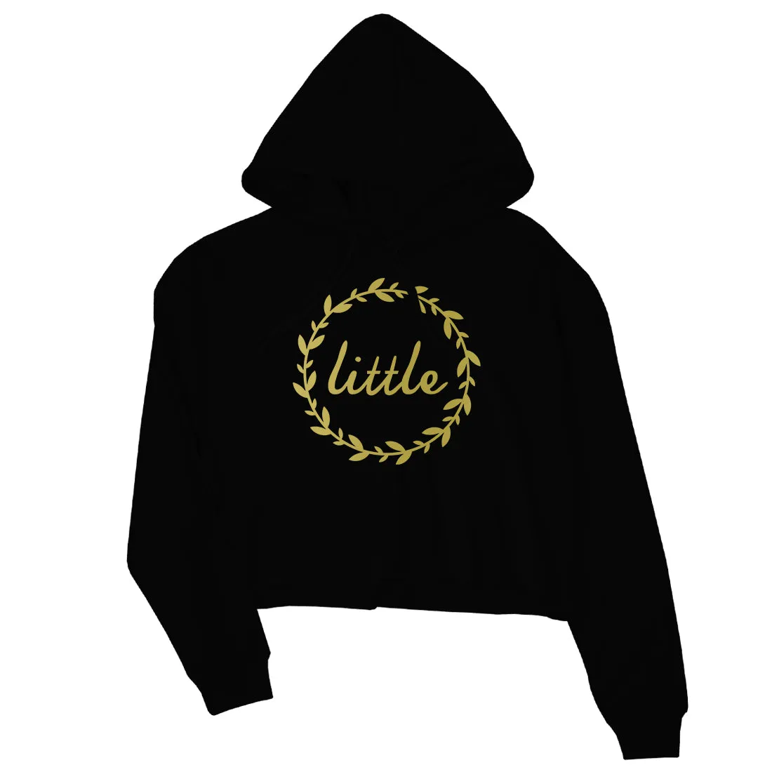 Big Little Leaf Wreath-GOLD Womens Crop Hoodie Gorgeous Charming