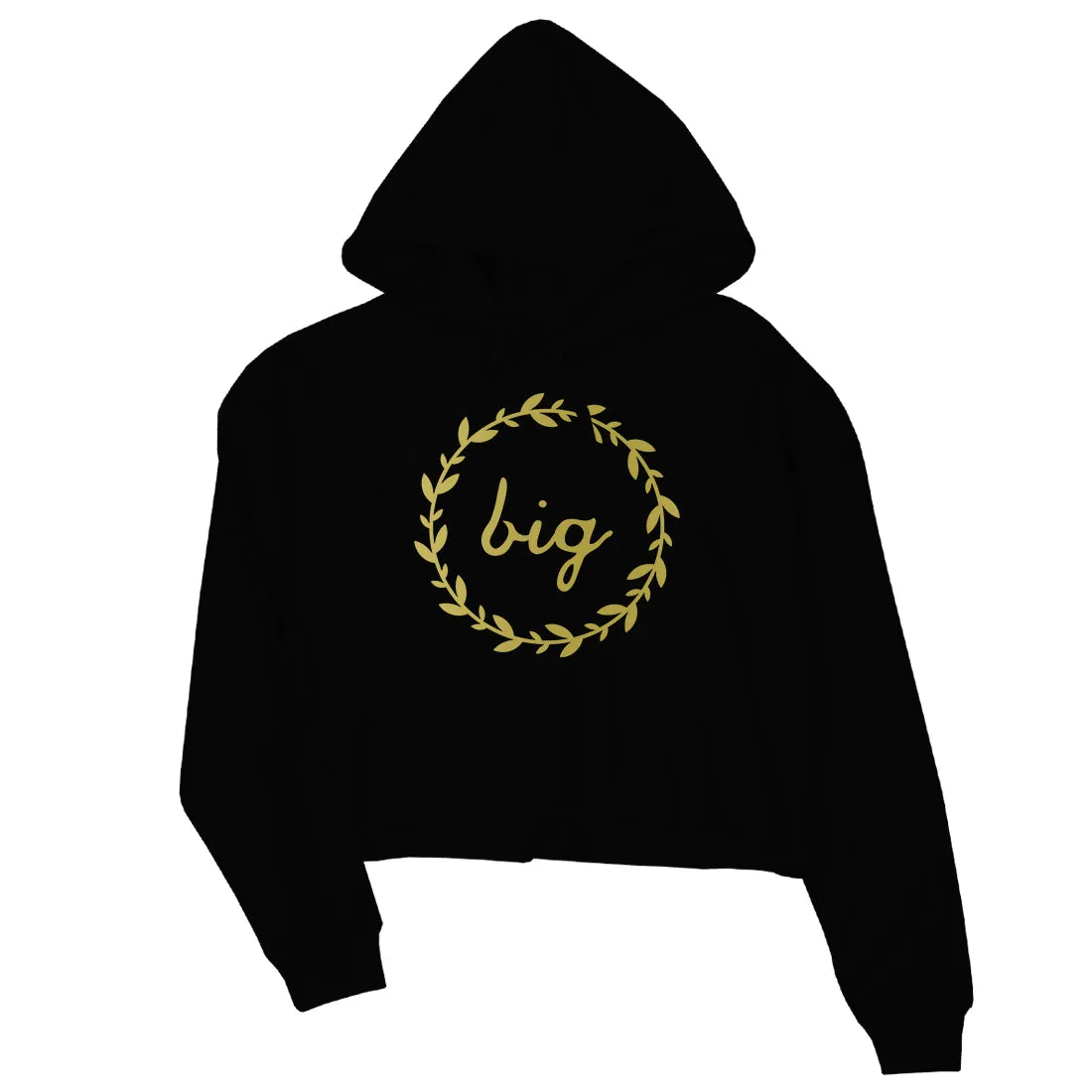 Big Little Leaf Wreath-GOLD Womens Crop Hoodie Gorgeous Charming