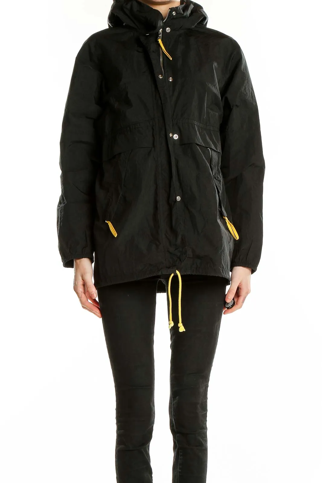 Black Hooded Polyamide Jacket