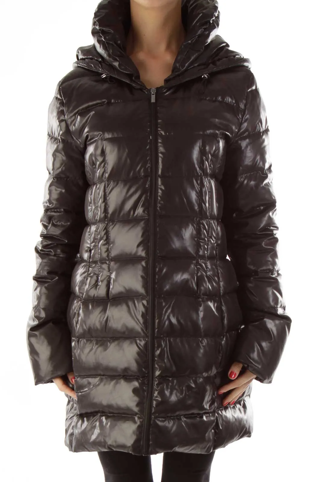 Black Puffy Hooded Jacket