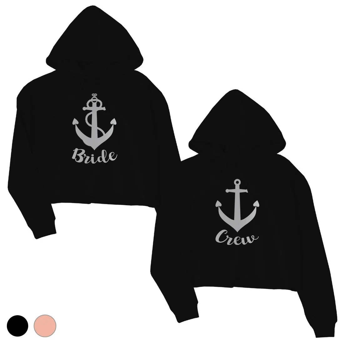 Bride Crew Anchor-SILVER Womens Crop Hoodie Cool Bright Great Gift