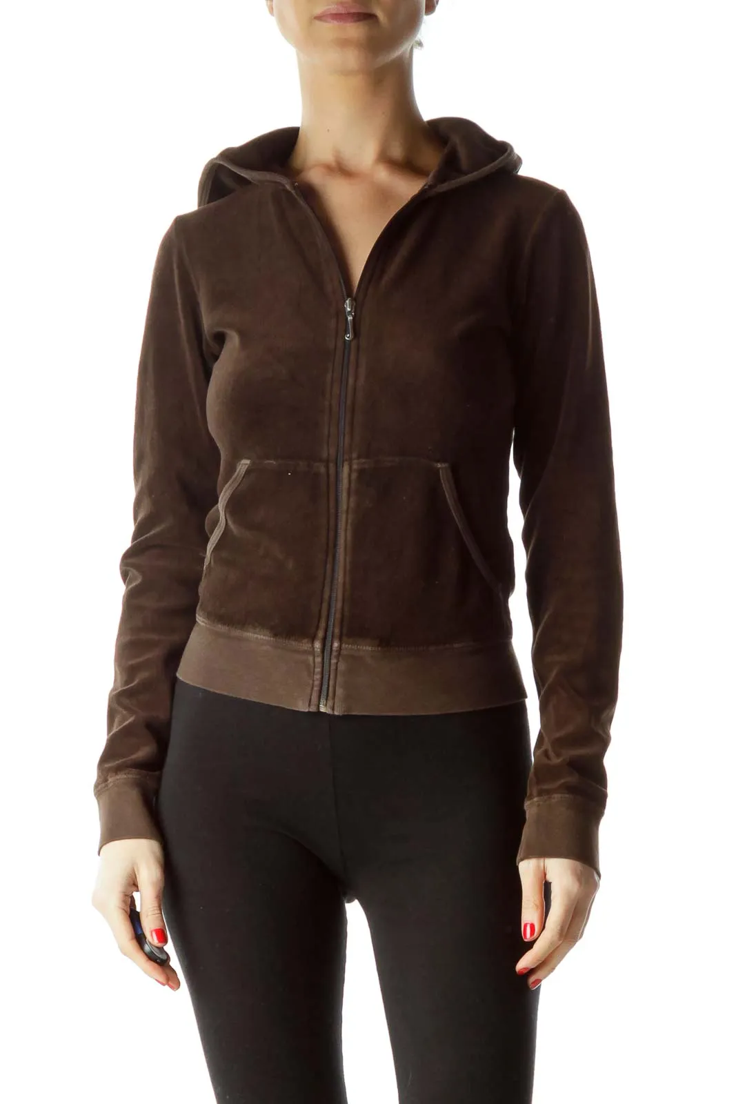 Brown Back Logo Design Hooded Jacket