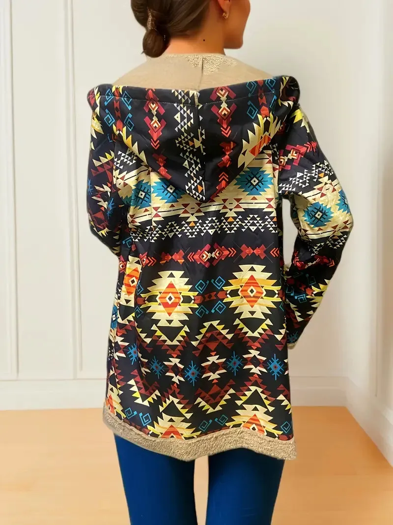 Brunhilde - Ethnic Geo Print Hooded Jacket