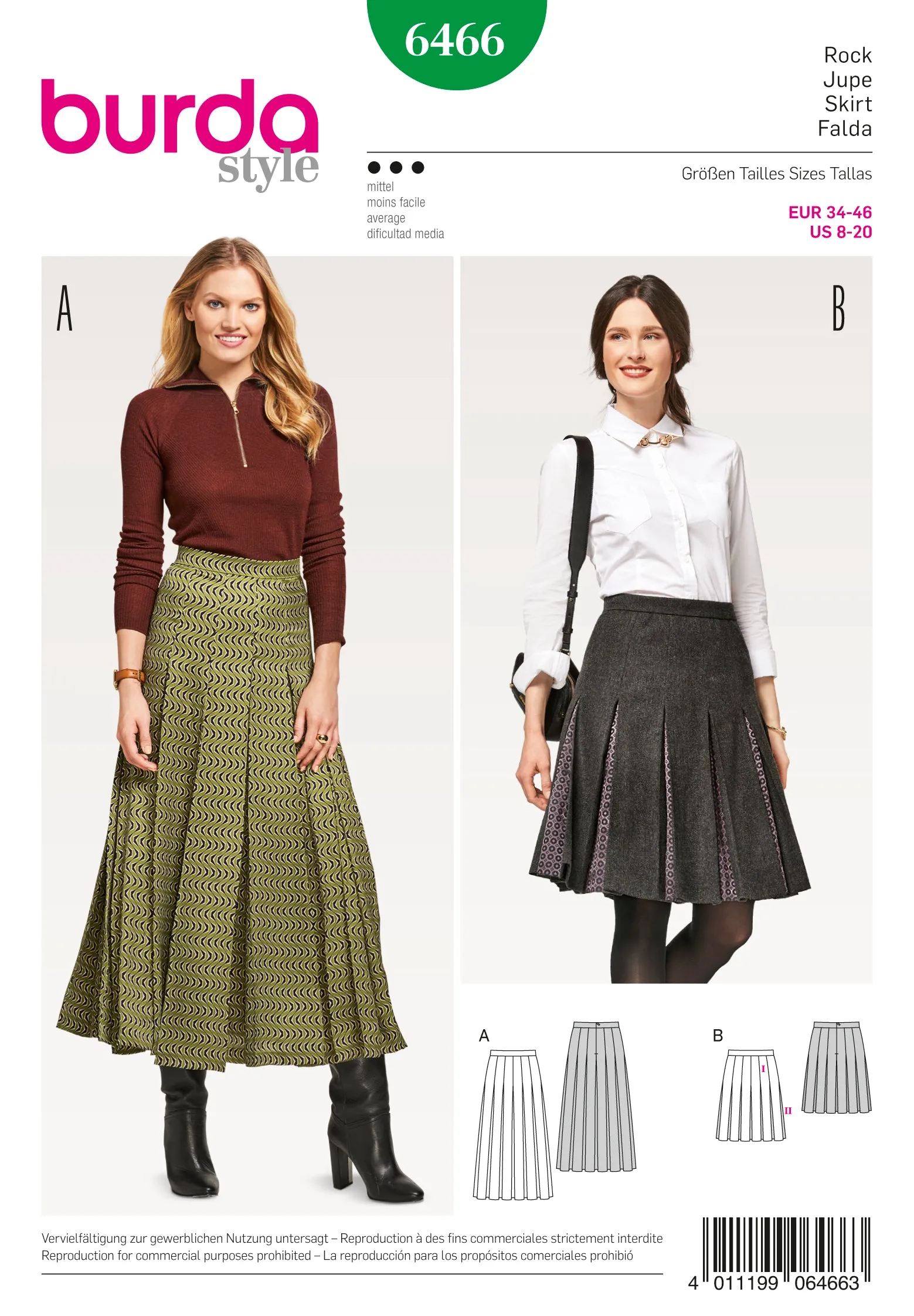 Burda Pleated Skirts 6466