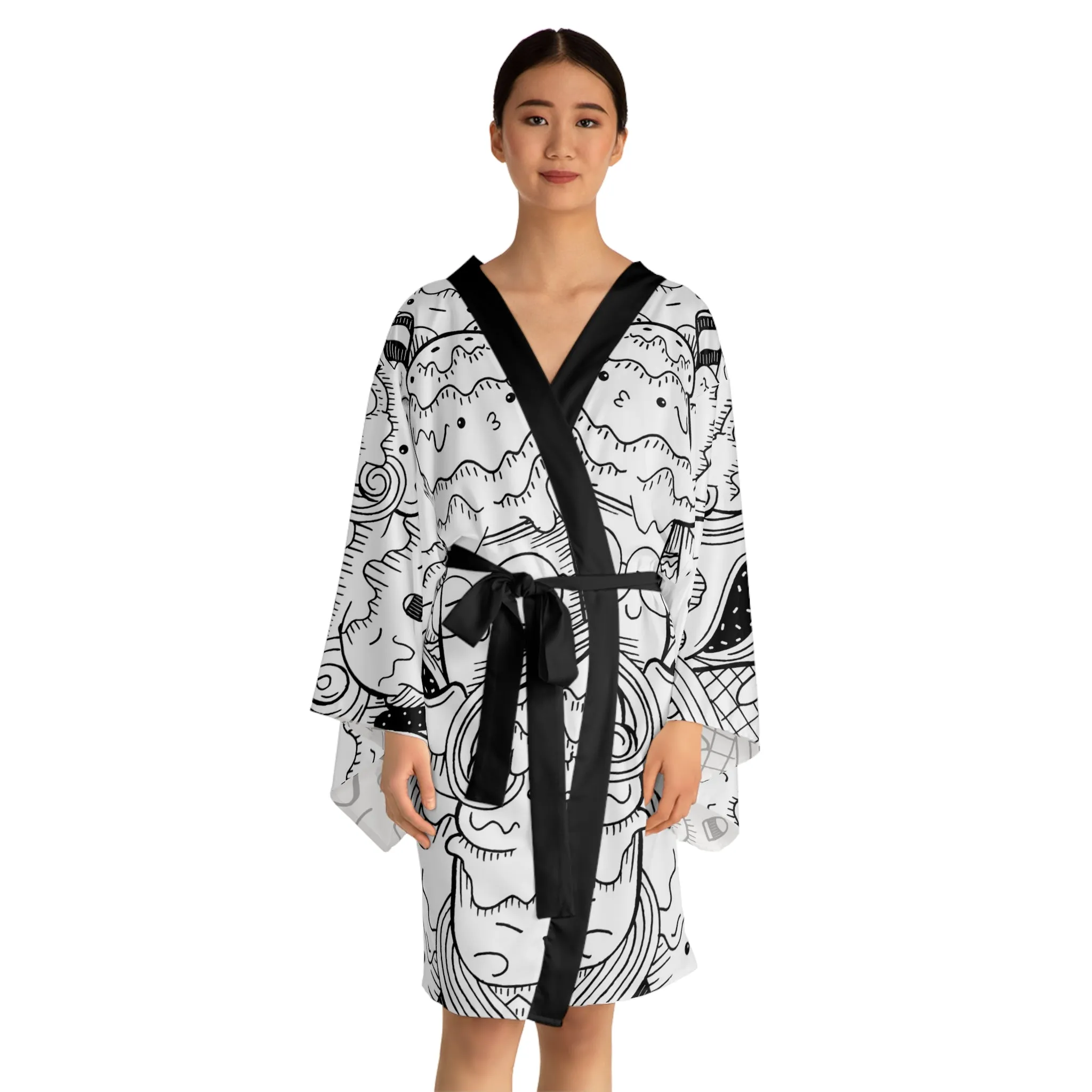 Doodle Icecream - Inovax Long Sleeve Kimono Robe