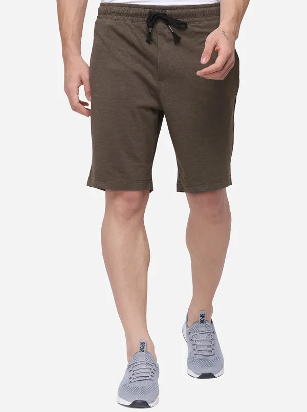 Dusty Olive Regular Fit Solid Shorts | JadeBlue