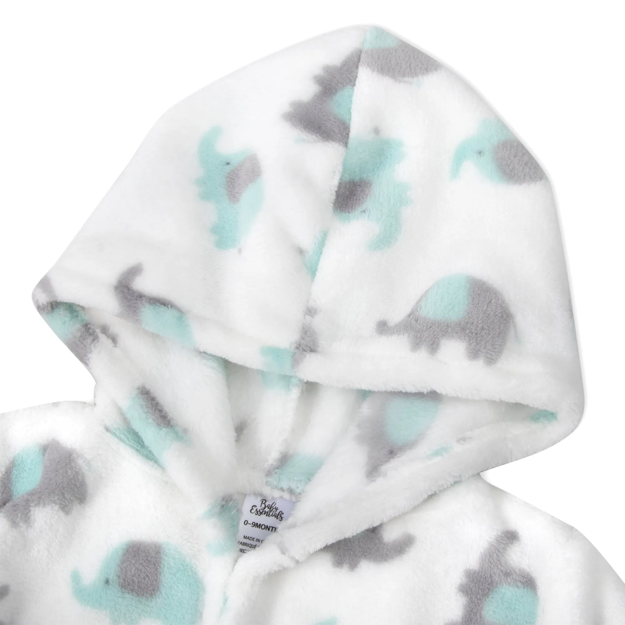 Elephant Print Toddler Robe - White