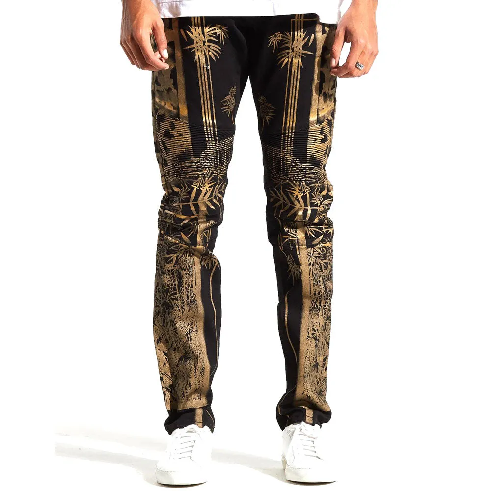 Embellish Phoenix Denim Jeans Black Gold