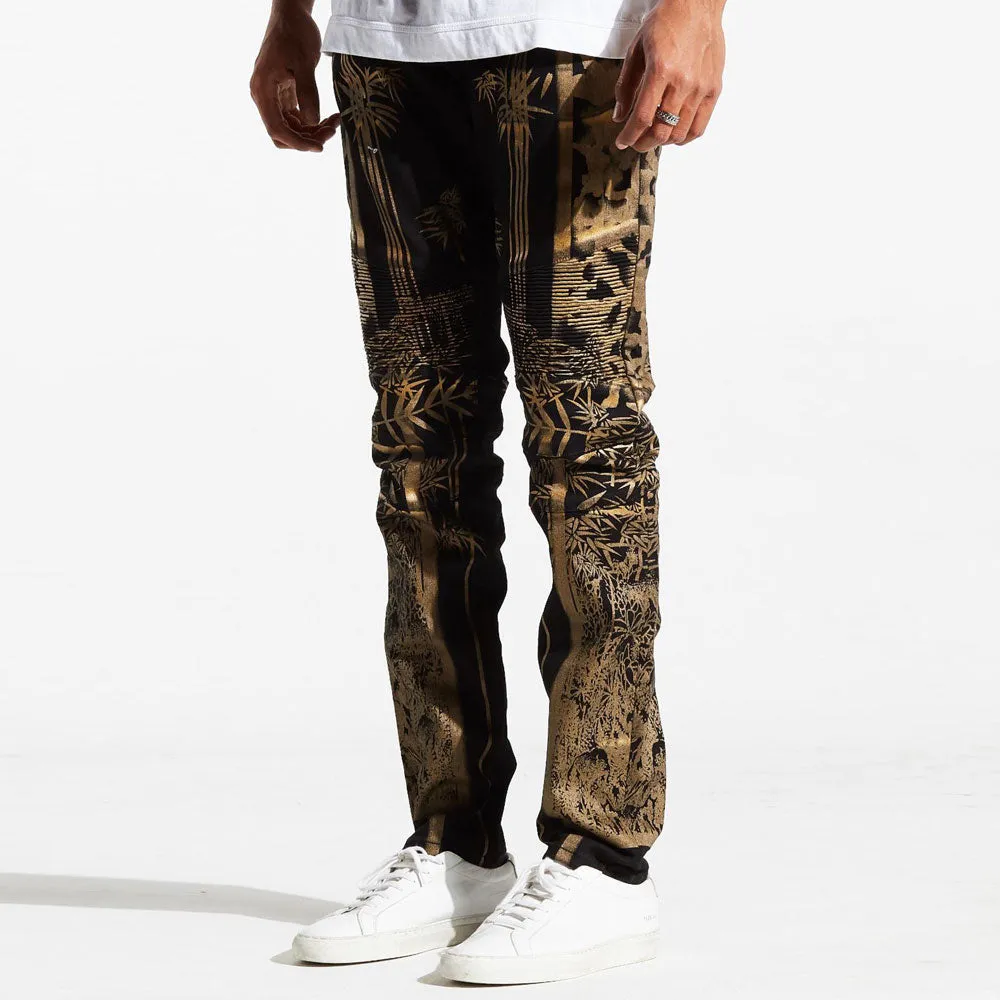 Embellish Phoenix Denim Jeans Black Gold