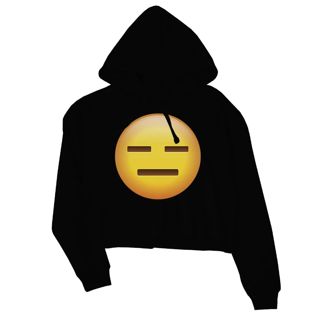 Emoji-Emotionless Womens Crop Hoodie Boring Fun Modern Enthusiastic