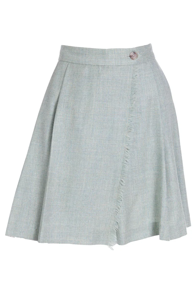 F/W 1991 Isaac Mizrahi Green Plaid Wrap Skort with Raw Edges