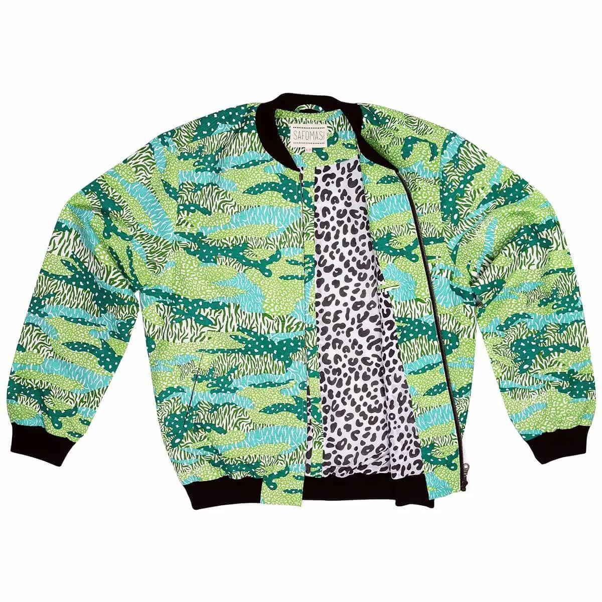 Green Big Cat Camo Unisex Bomber Jacket