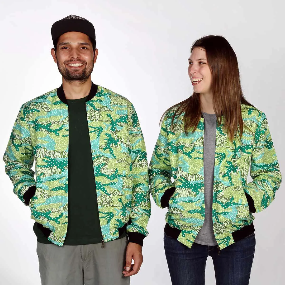 Green Big Cat Camo Unisex Bomber Jacket