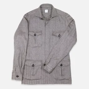 Grey Herringbone Cashmere Vicuña Safari Jacket