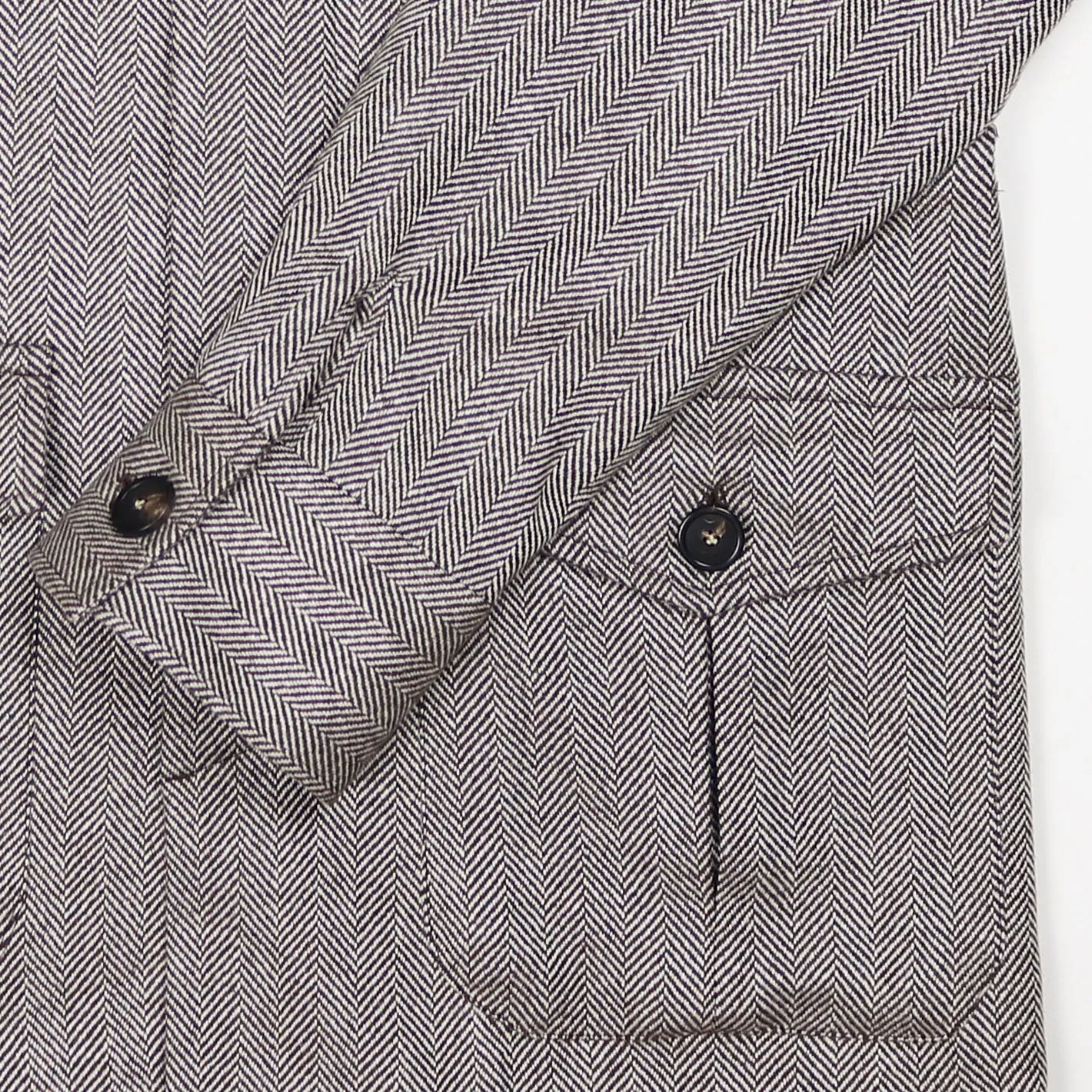 Grey Herringbone Cashmere Vicuña Safari Jacket