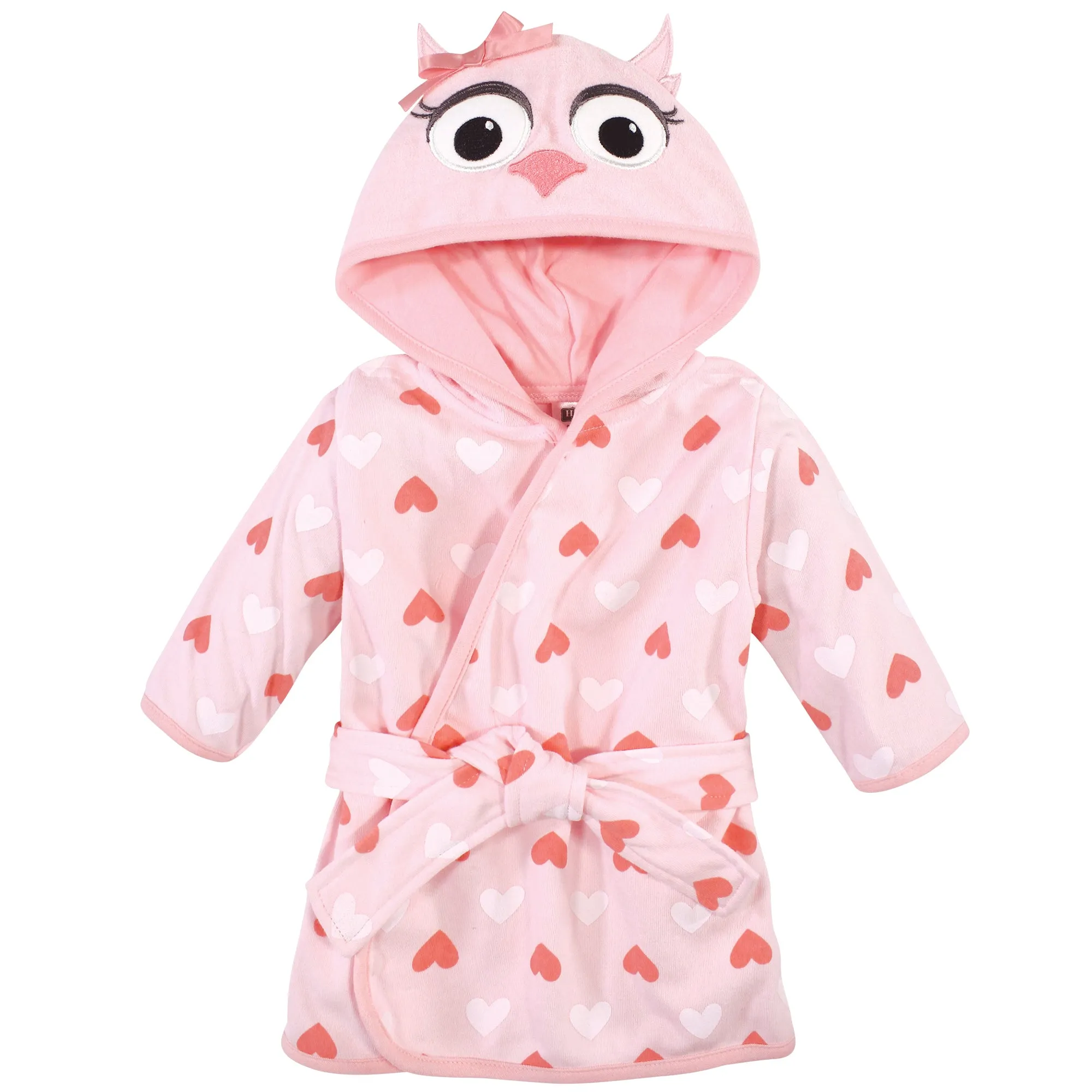 Hudson Baby Cotton Rich Bathrobe, Pink Owl