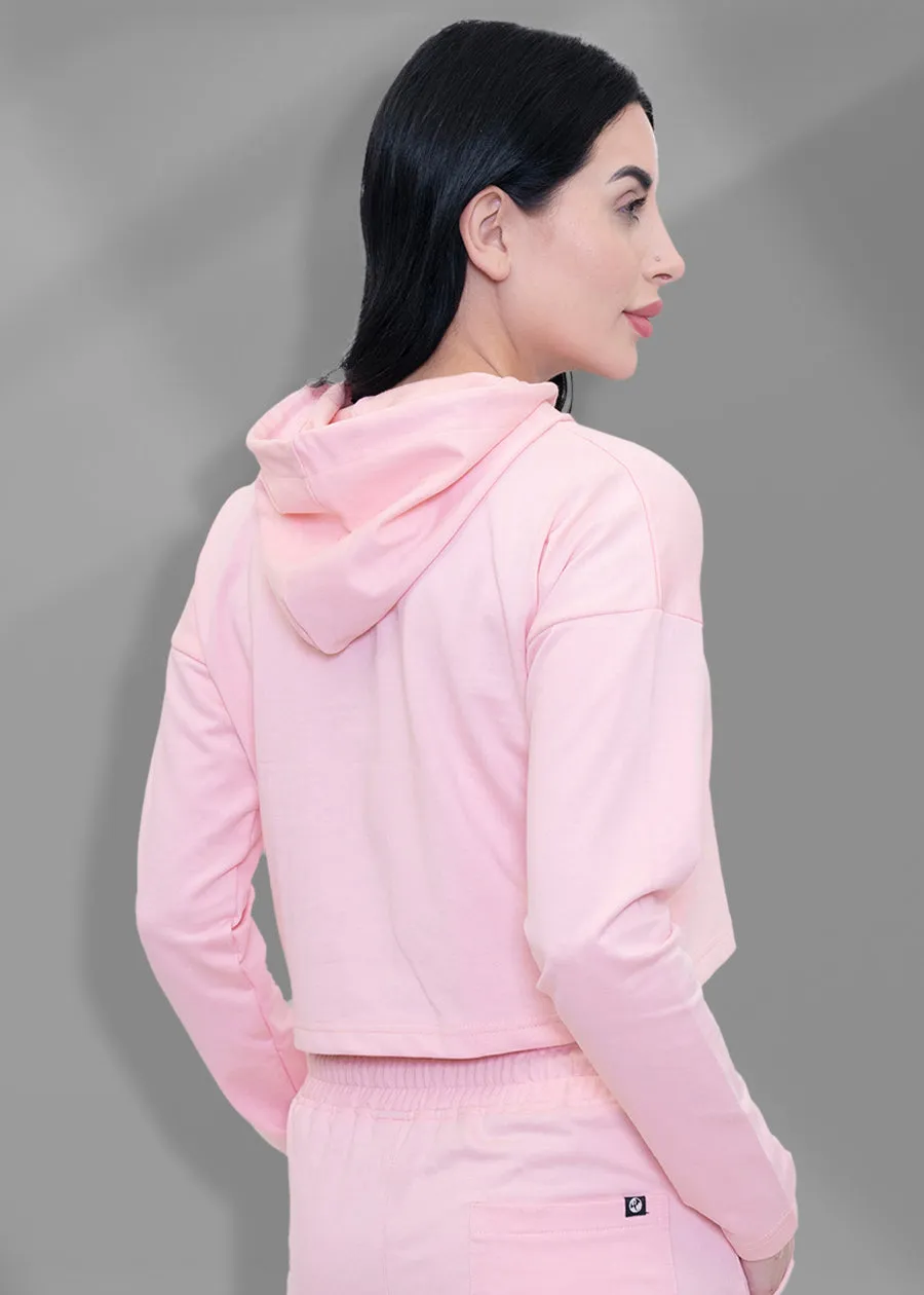 I Faught Nap Time Millenial Pink Cropped Hoodie For Women | Pronk