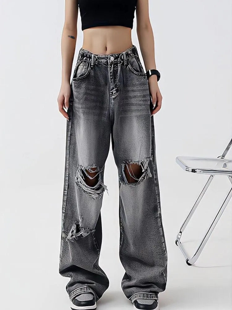 Light Wash Low Rise Ripped Jeans