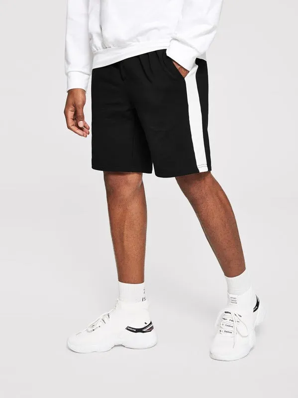 Men Elastic Waist Drawstring Athletic Shorts