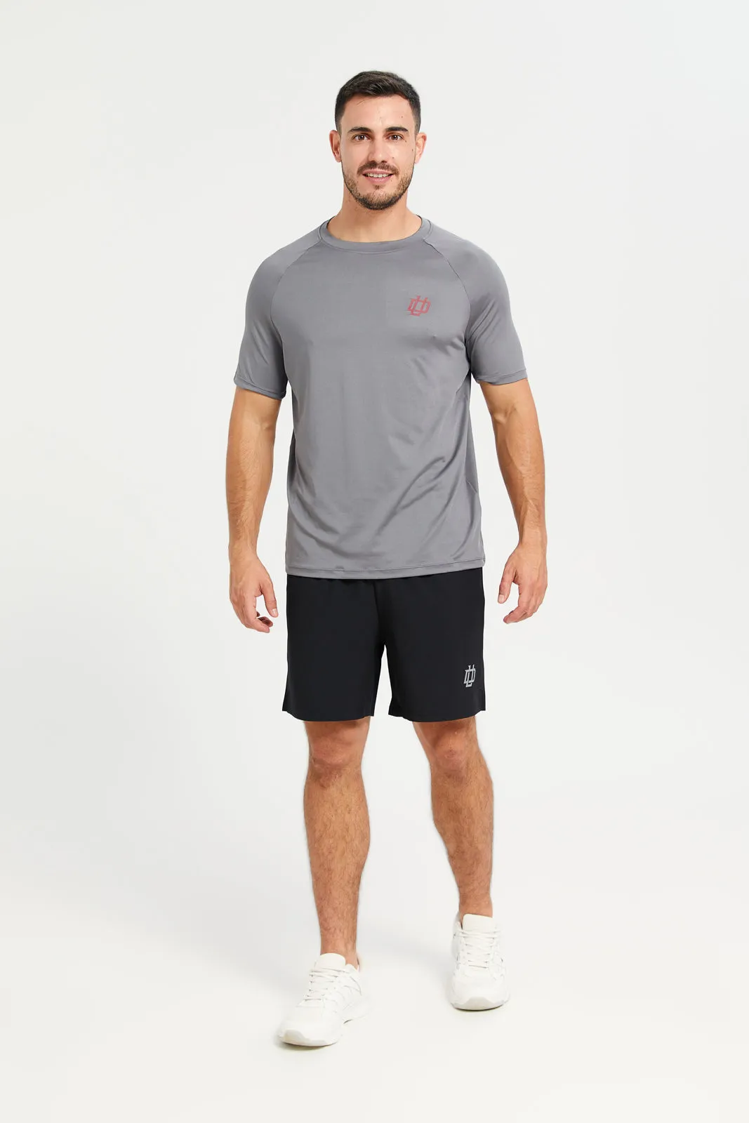 Men Grey Printed Active T-Shirt