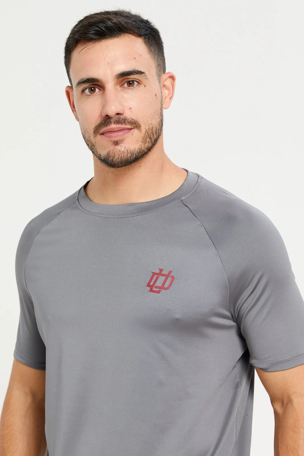 Men Grey Printed Active T-Shirt