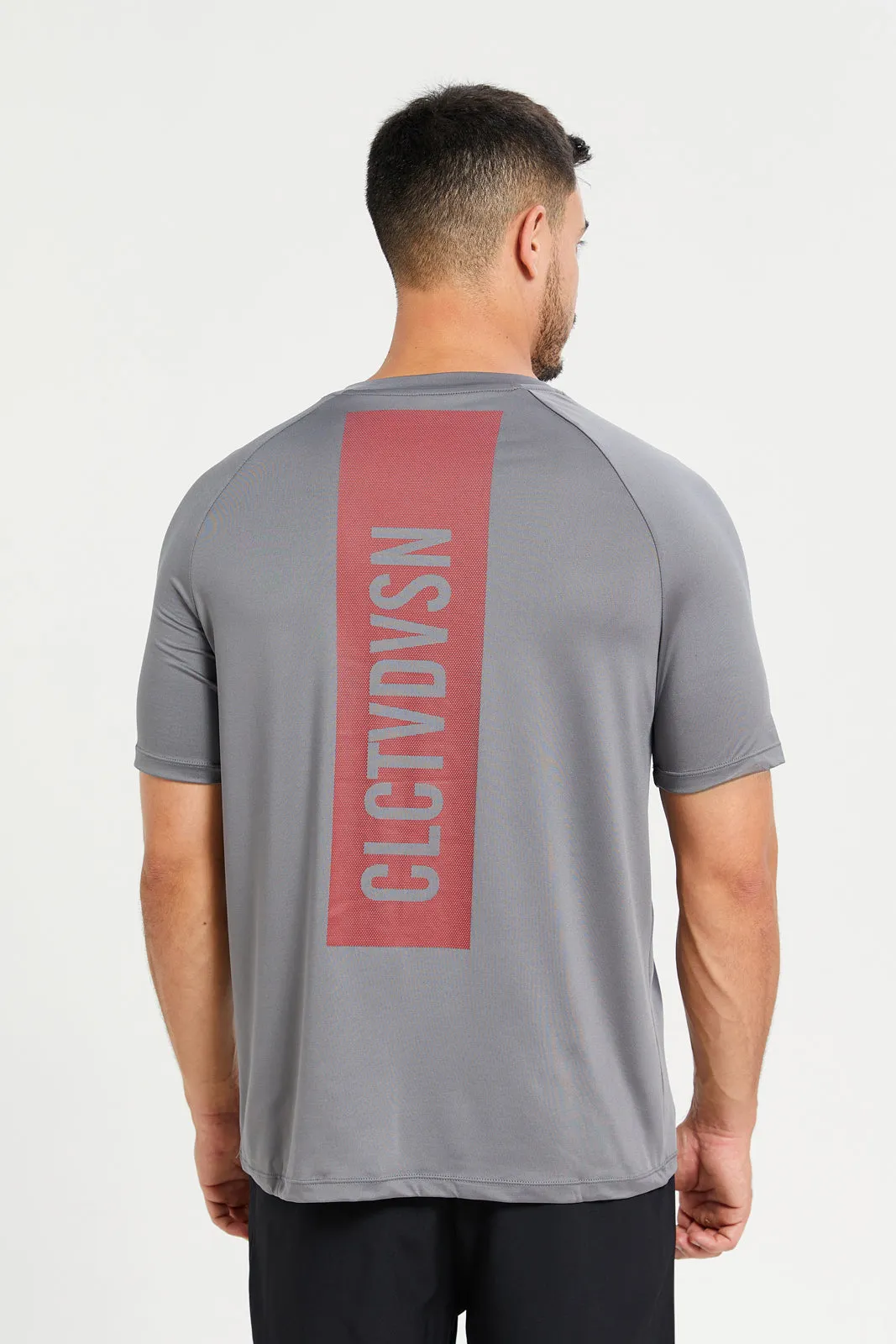 Men Grey Printed Active T-Shirt