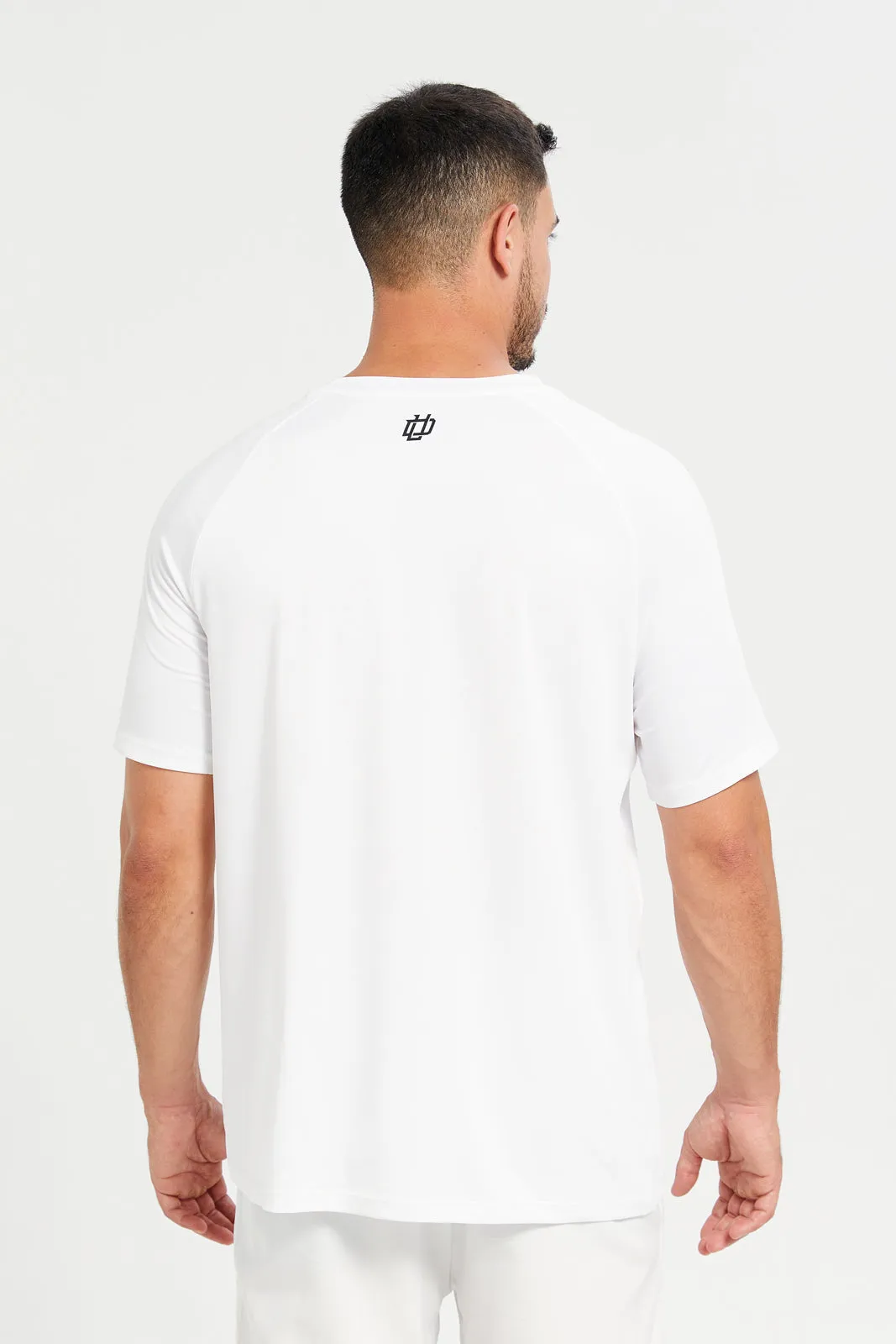 Men White Plain Active T-Shirt