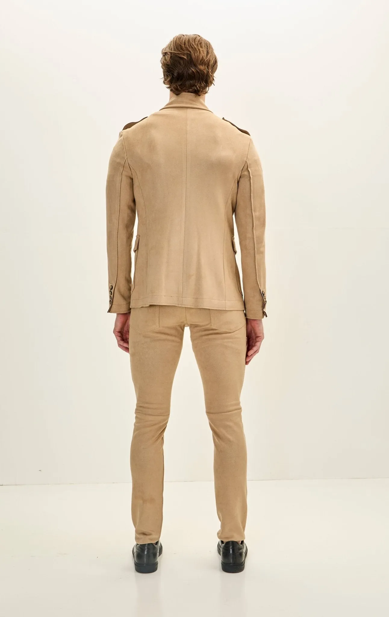 Microsuede Lightweight Safari Jacket - Stone