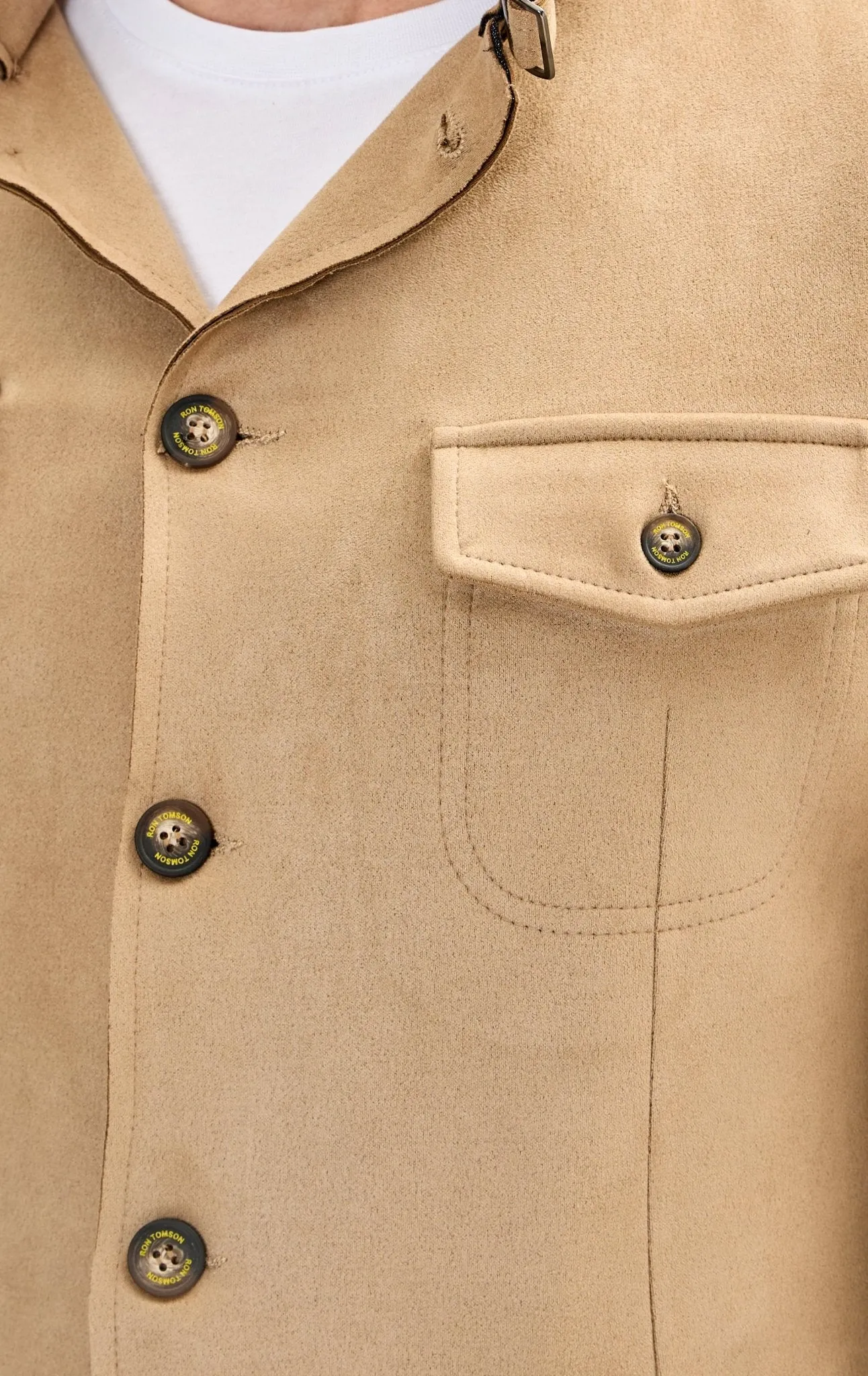 Microsuede Lightweight Safari Jacket - Stone