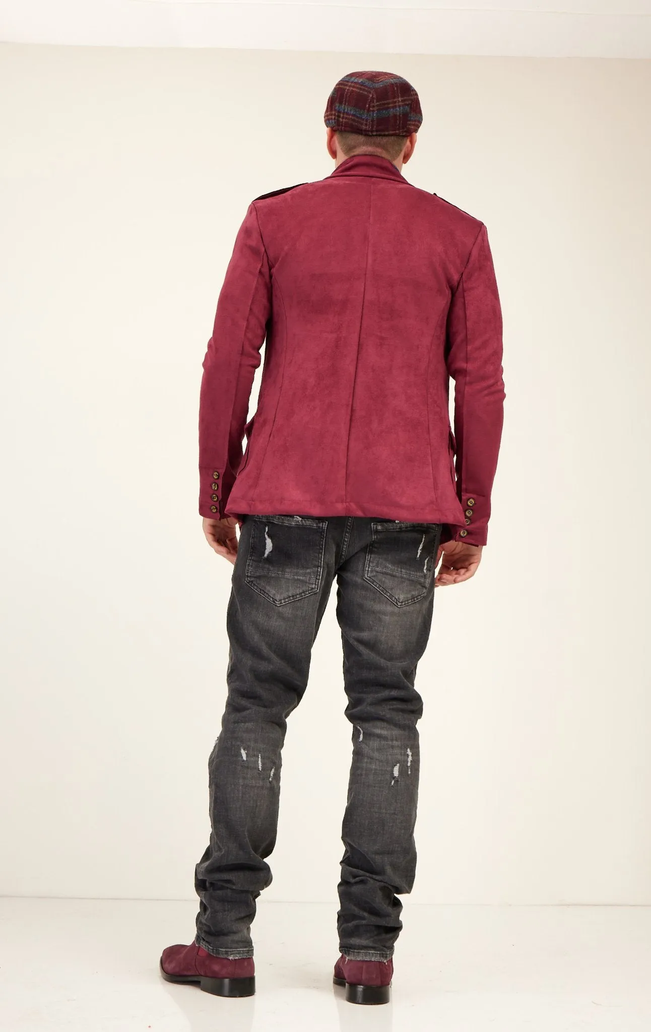 Microsuede Lightweight Safari Jacket - Wine