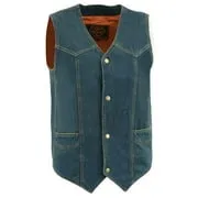 Milwaukee Leather DM1310 Men's Classic Blue Denim Western Style Cowboy Biker Vest w/ Snap Button Closure