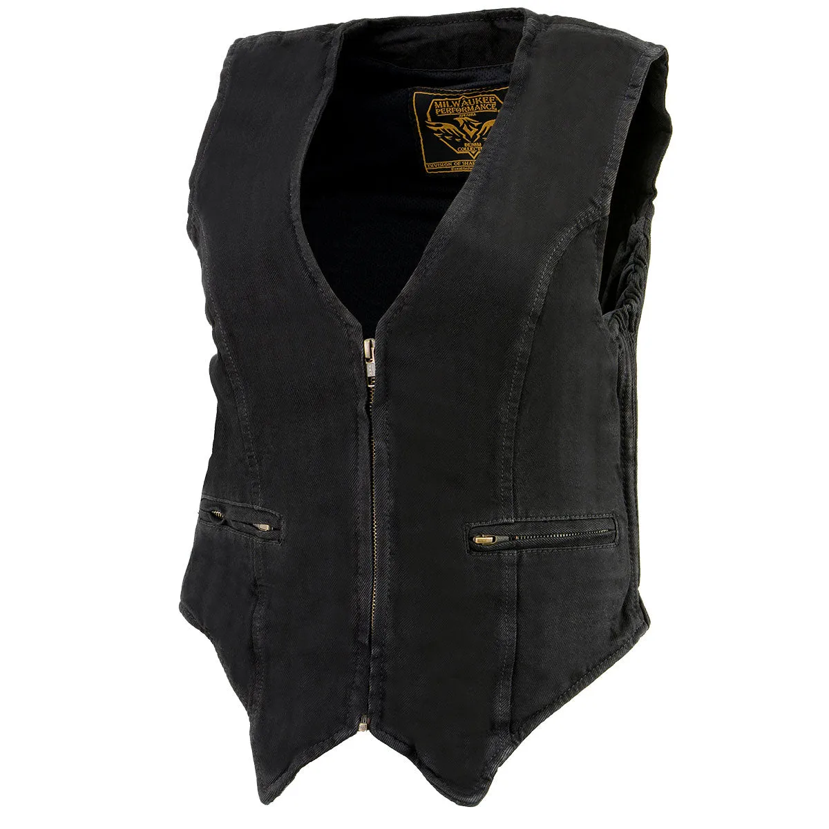 Milwaukee Leather MDL4010 Women's Black Zipper Front Denim Vest with