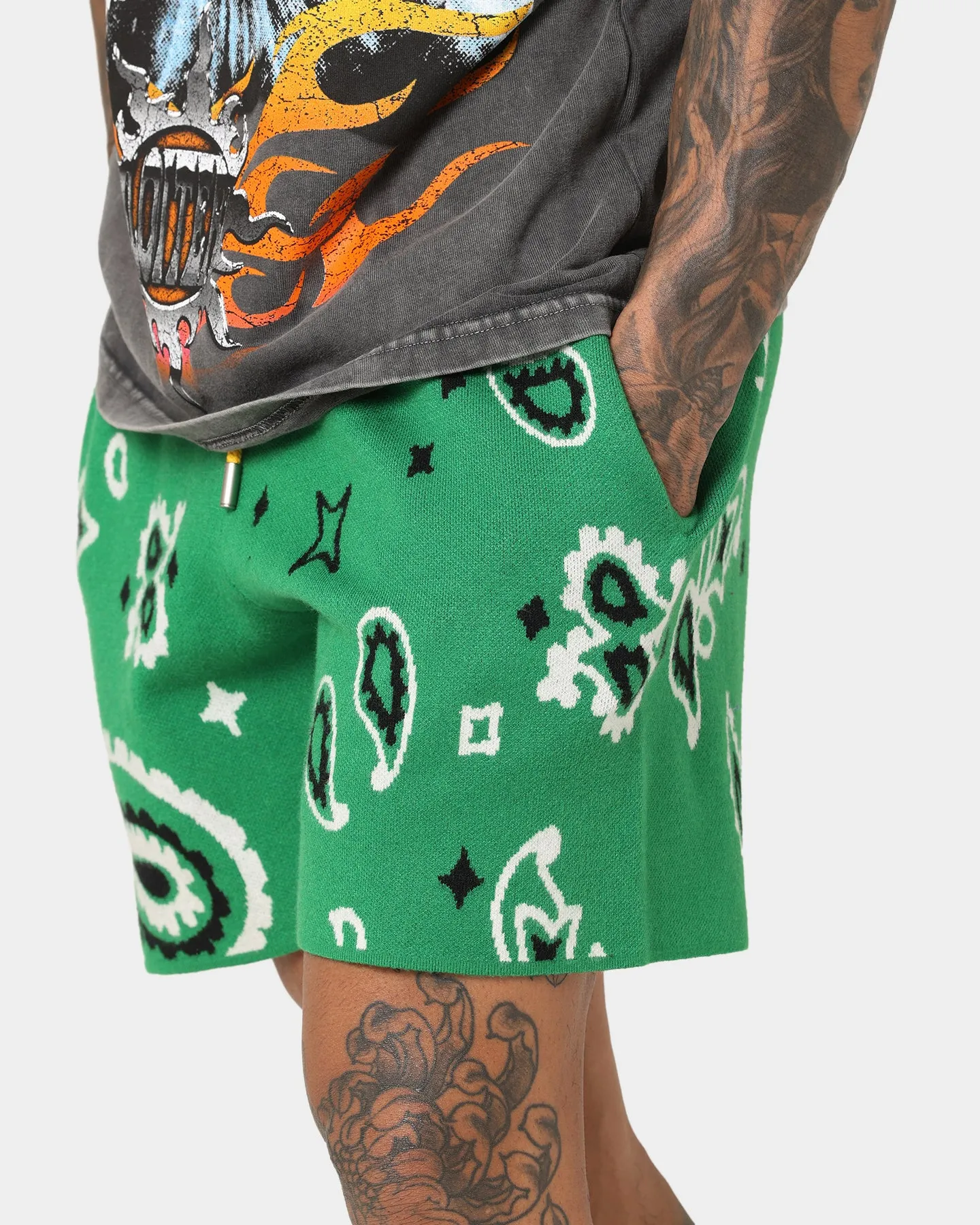 MNML Paisley Knit Shorts Green