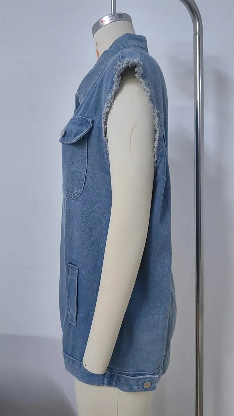 Oversized Classic Denim Vest – Biker Look Design