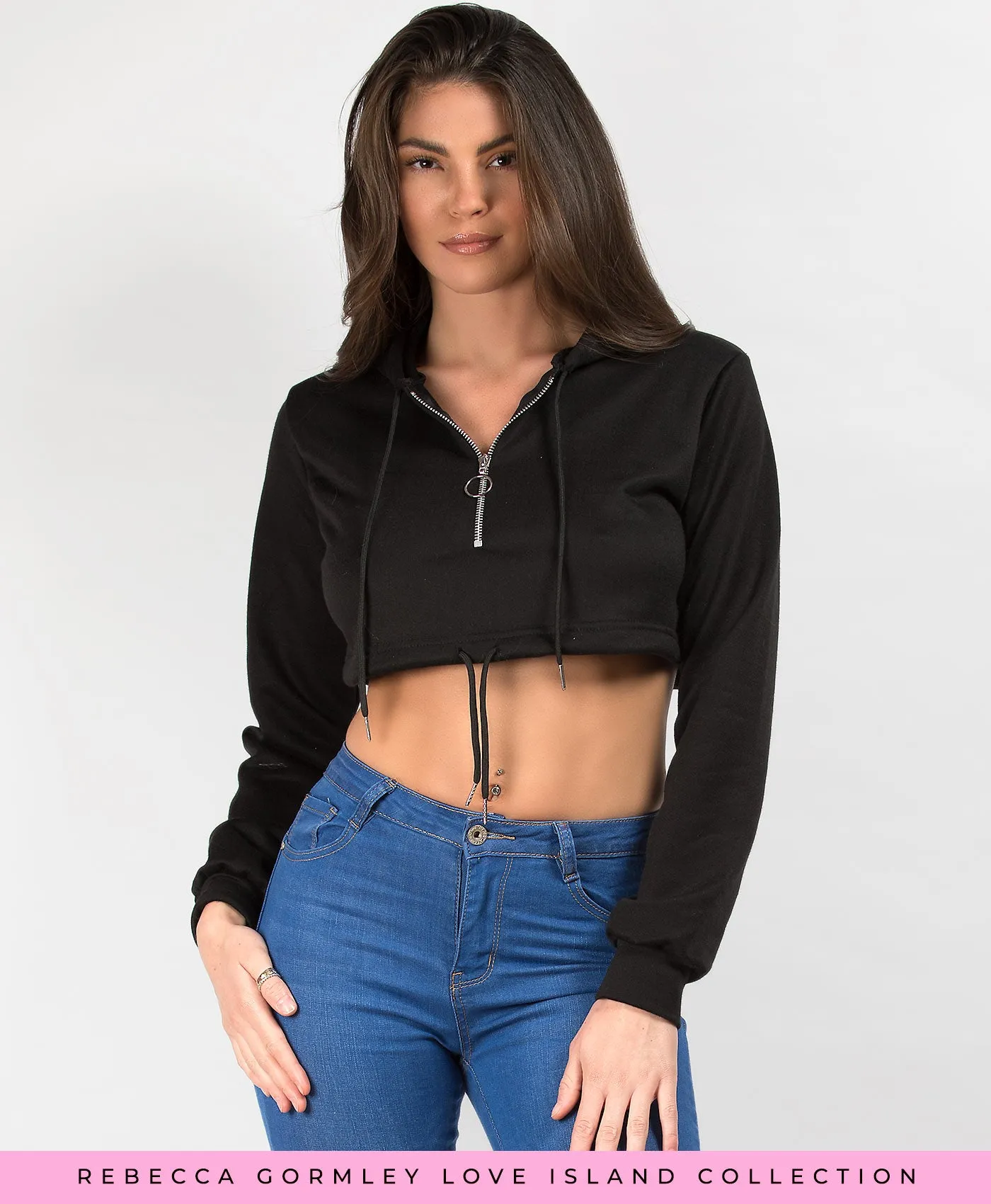 Oversized Cropped Zip Up Hoodie