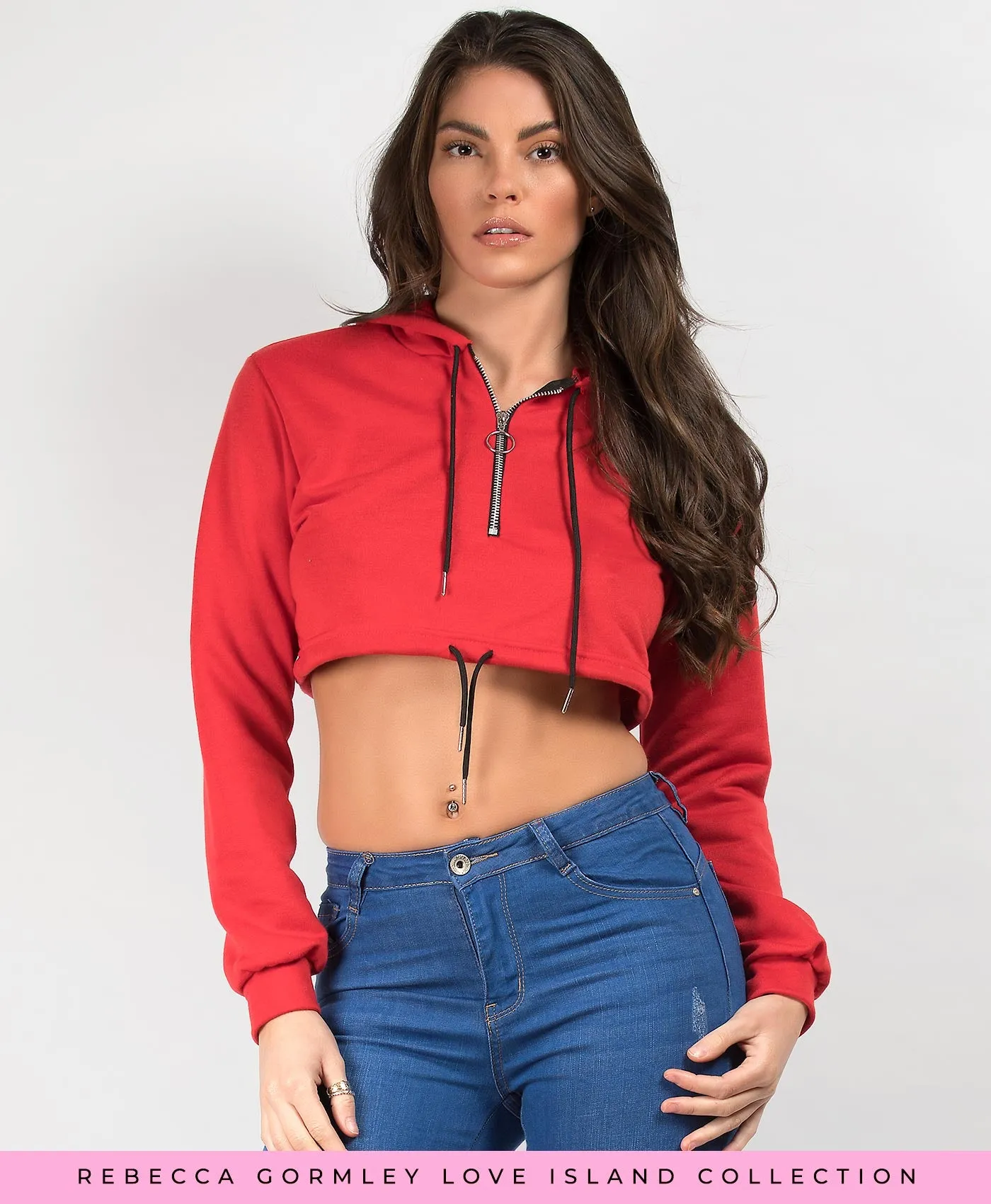 Oversized Cropped Zip Up Hoodie