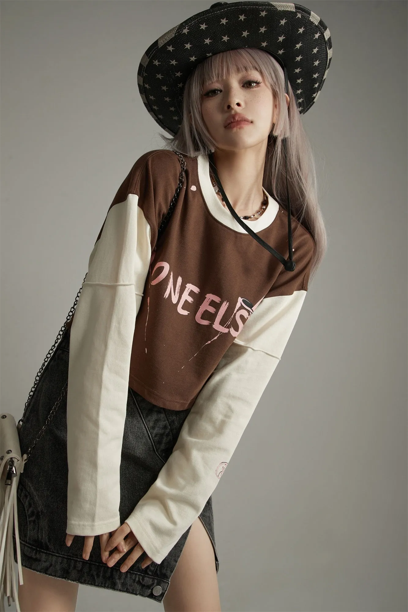 Painted Logo Oversized Crop Sweatshirt