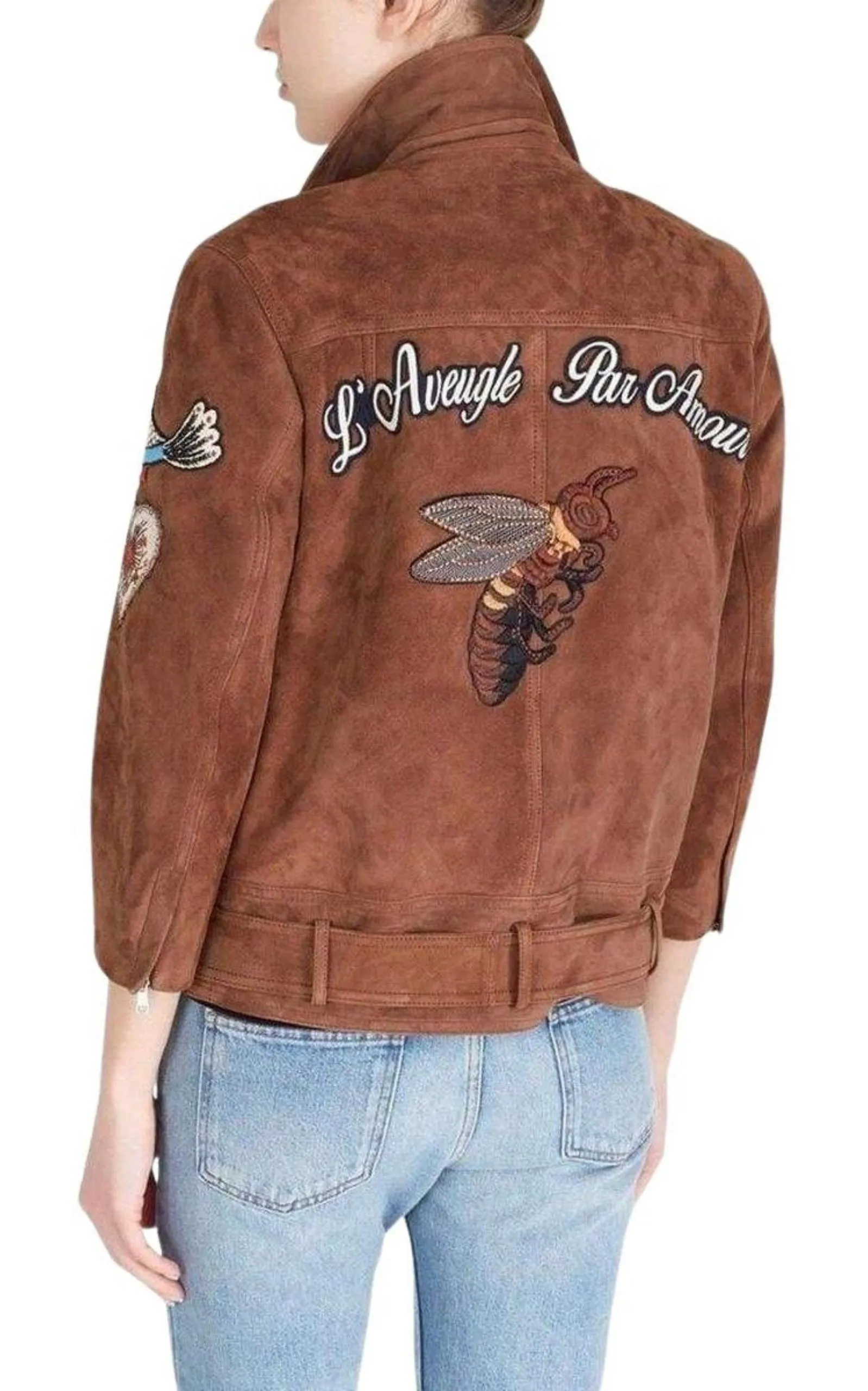 Patches Embroidered Suede Jacket