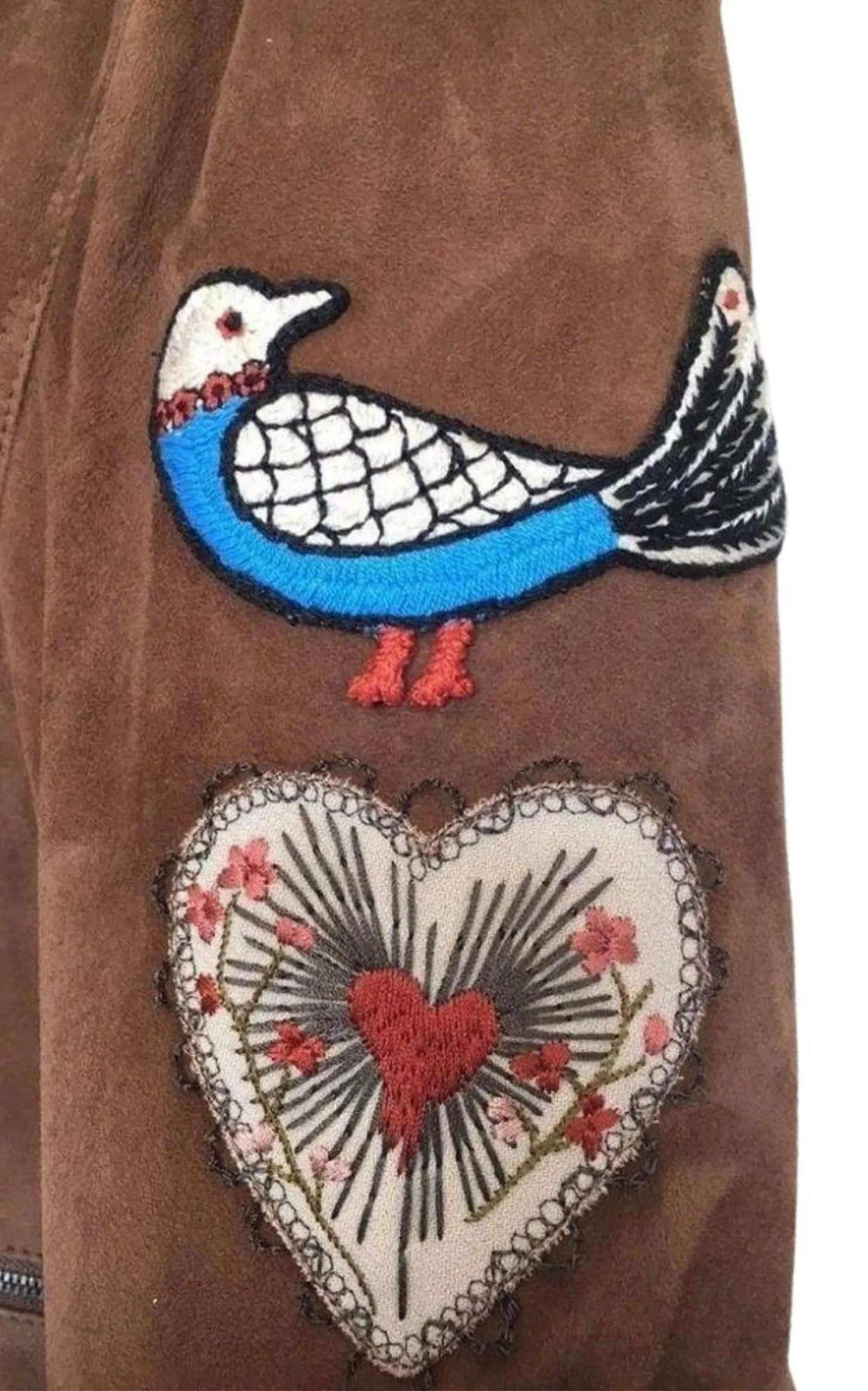 Patches Embroidered Suede Jacket