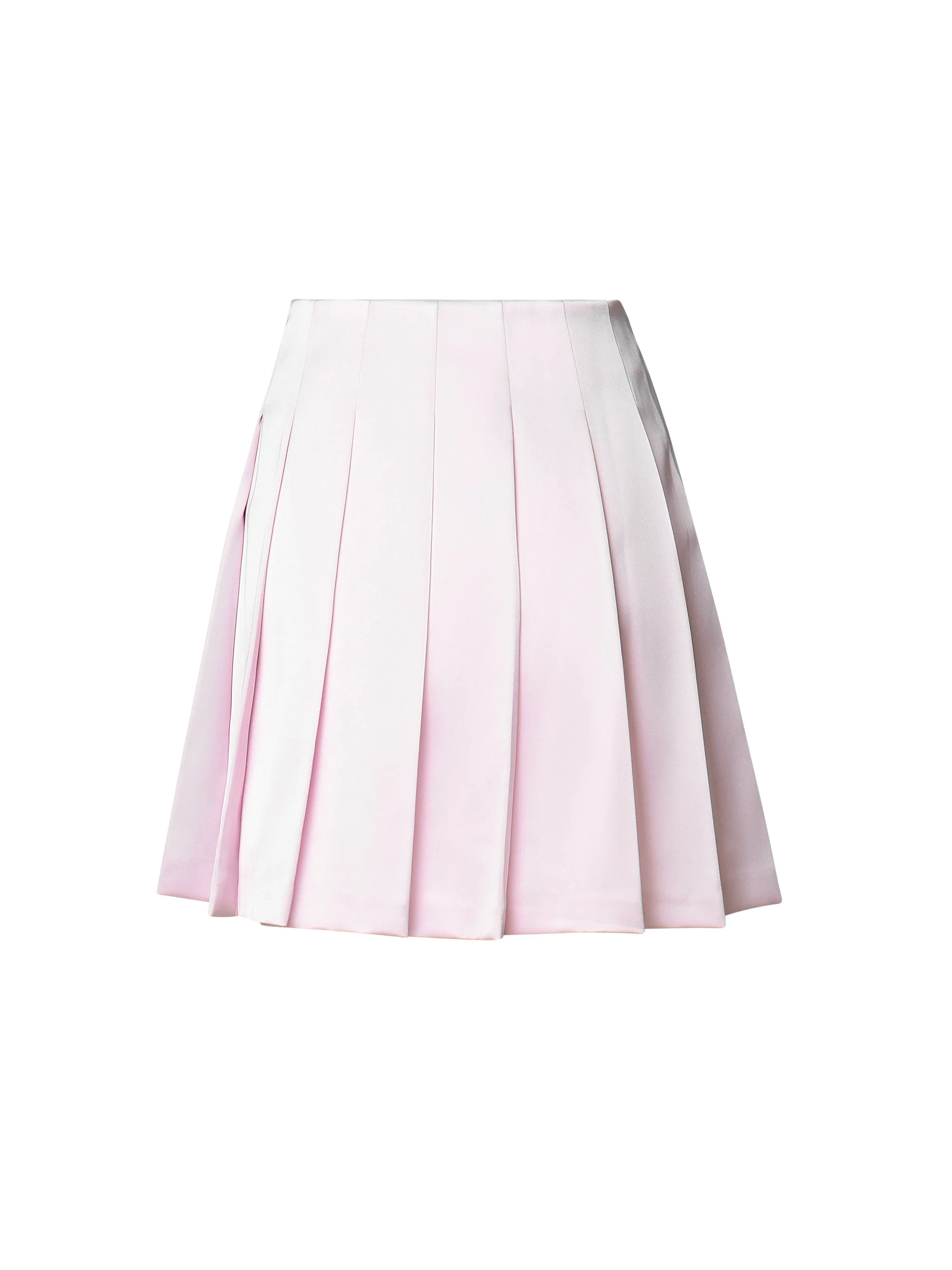 Pink Satin Pleated Miniskirt