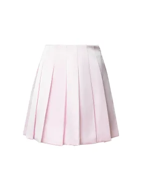 Pink Satin Pleated Miniskirt