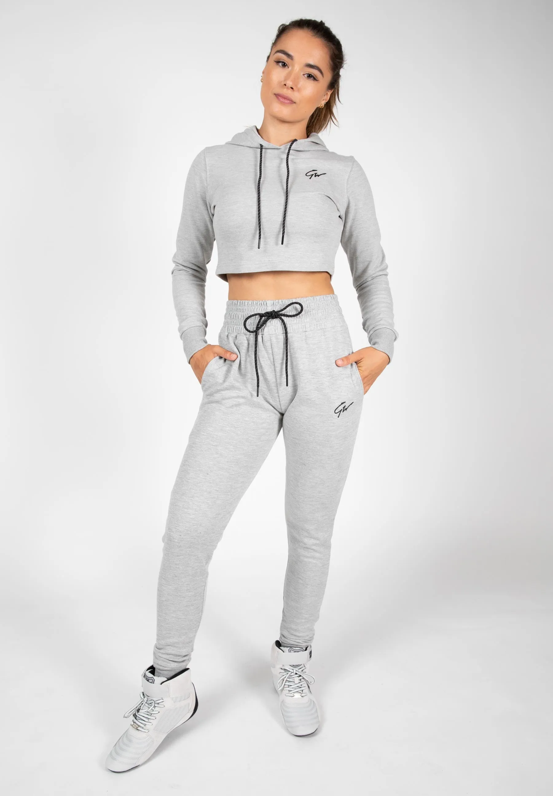 Pixley Crop Top Hoodie - Gray