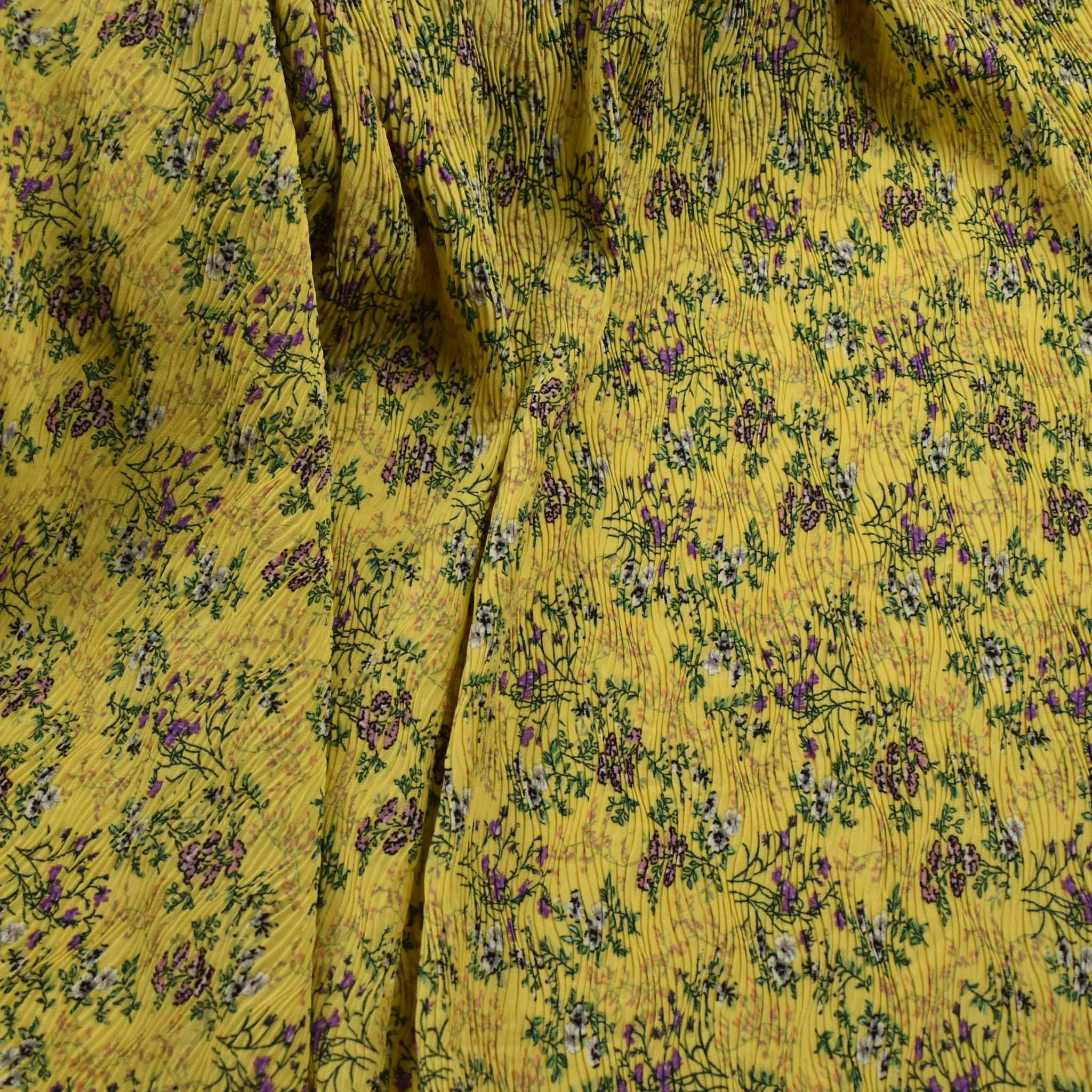 Pleated Floral Prints SS-28923 Yellow