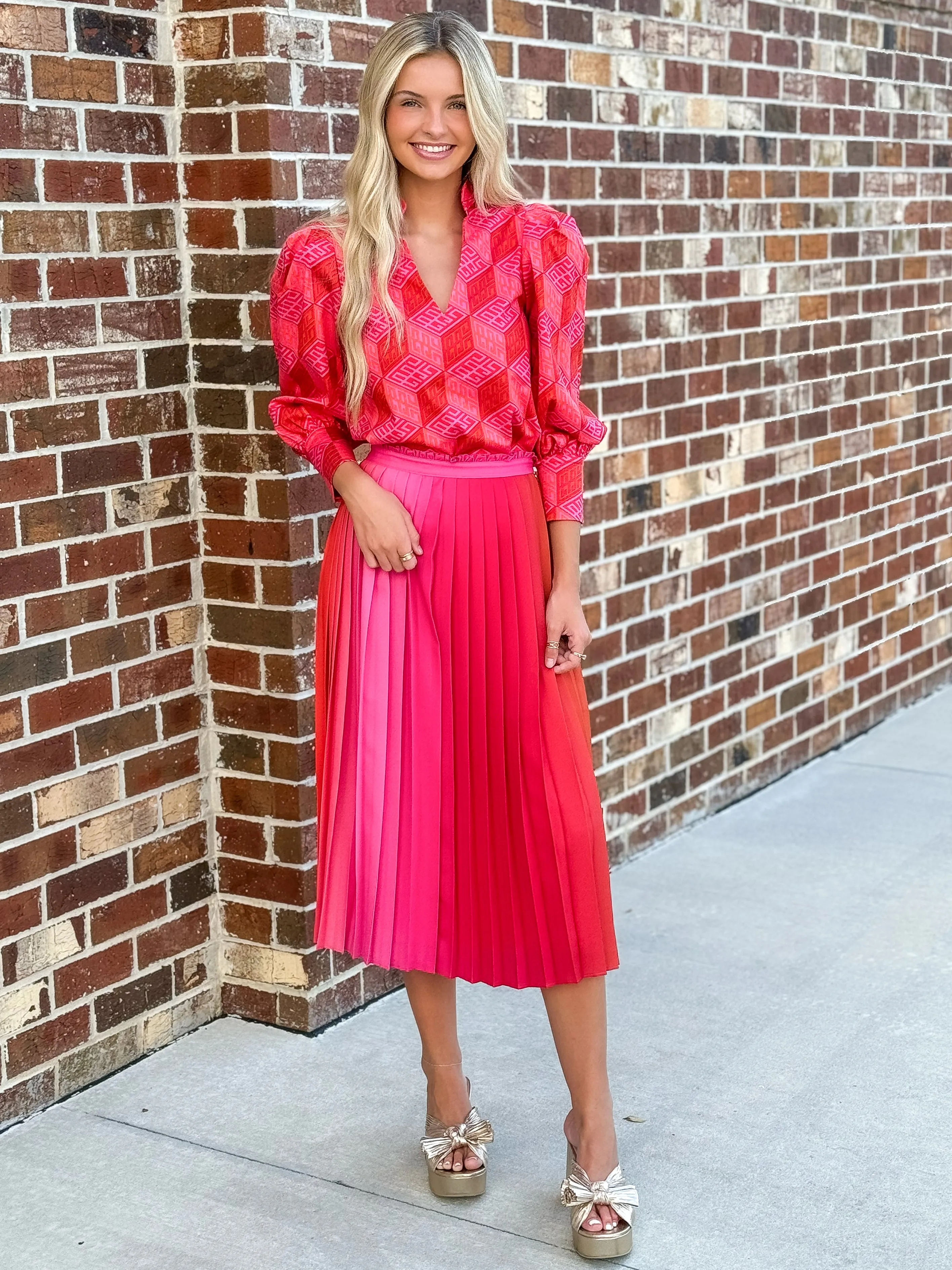 Pleated Midi Skirt (Golden Hour)