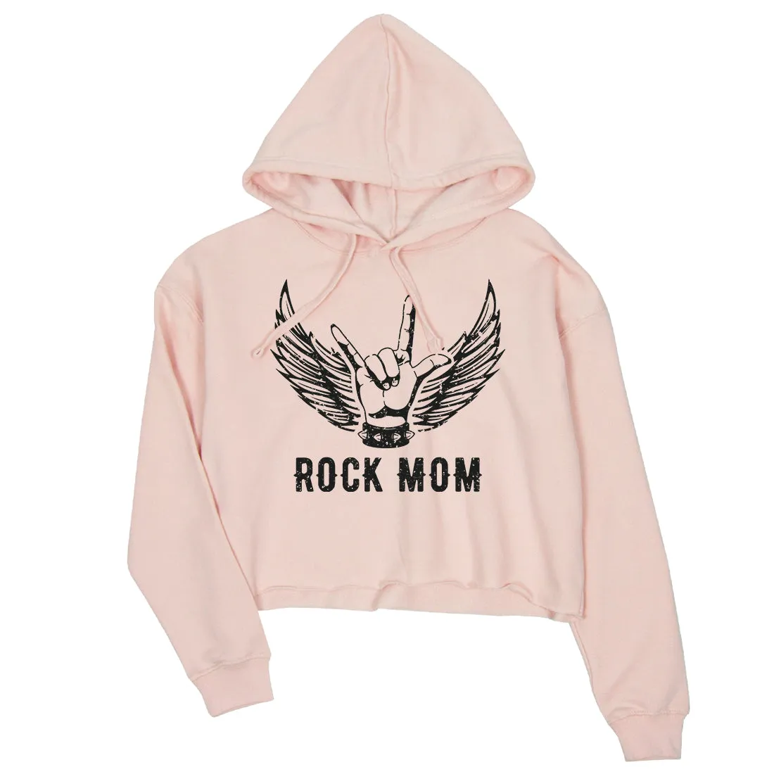 Rock Mom Womens Pullover Crop Hoodie Funny Saying Mother's Day Gift