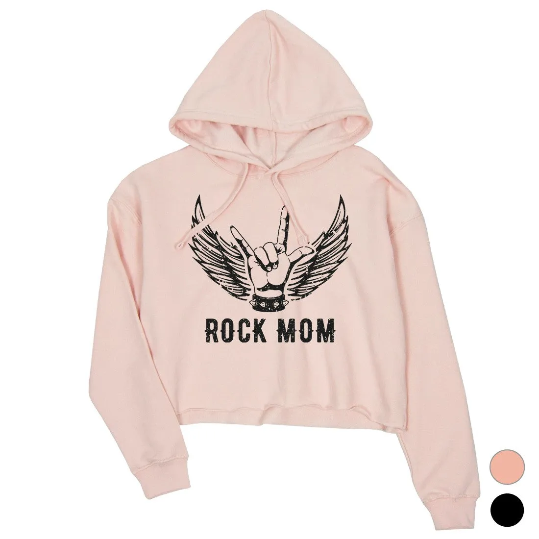 Rock Mom Womens Pullover Crop Hoodie Funny Saying Mother's Day Gift